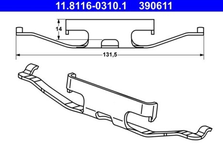 Комплект монтажный тормозных колодок (задних) ATE 11.8116-0310.1 (фото 1)