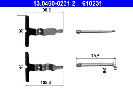 Комплектуючі для гальмівних колодок ATE 13046002312 (фото 1)