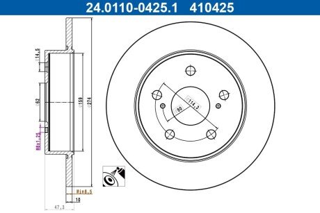 Диск гальмівний ATE 24.0110-0425.1