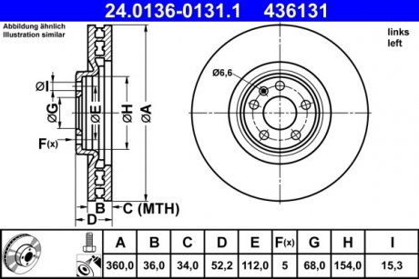 Диск гальмівний ATE 24.0136-0131.1