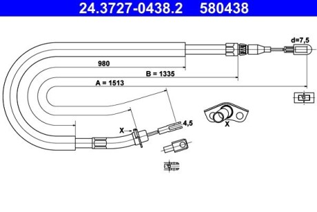 Трос ручника MB Sprinter 901 - 903 1995 - 2006 L - R ATE 24372704382