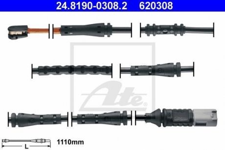 Сигналізатор, знос гальмівних колодок ATE 24.8190-0308.2