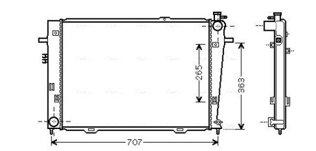 Радіатор охолодження двигуна Hyundai Tucson (05-10) 2,0d 2,0i 2,7i 4AT/MT AVA AVA COOLING HY2126