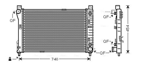 Радиатор охлаждения двигателя MB C203 MT/AT AC+/- 03>07 AVA COOLING MSA2286 (фото 1)