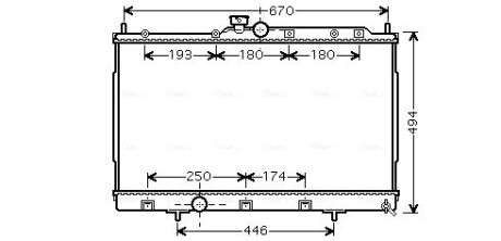 Радиатор охлаждения двигателя Mitsubishi Outlander 2,0i 2WD/4WD 5MT AC+/- 03>06 AVA COOLING MT2183 (фото 1)