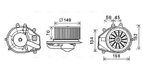 Вентилятор обігрівача салону Skoda Superb (01-08), VW Passat B5 (96-05), Audi A4 (96-01) AC+ AVA AVA COOLING VN8352