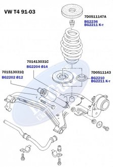 Комплект проставок задньої пружини (верх низ), VW T4, 91-03 BELGUM PARTS BG2211 (фото 1)