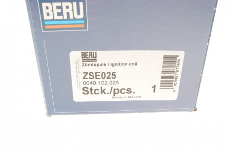 Котушка запалювання BERU ZSE025