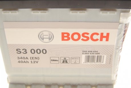 Акумулятор 12В/40Аг/340А/9,78кг BOSCH 0 092 S30 000