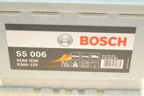 Акумуляторна батарея 12В/63Ач/610А BOSCH 0 092 S50 060 (фото 1)