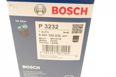 МАСТИЛЬНИЙ ФІЛЬТР W-V BOSCH 0 451 103 232