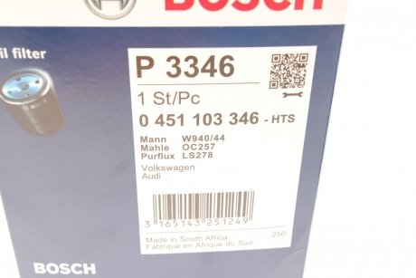 МАСТИЛЬНИЙ ФІЛЬТР BOSCH 0 451 103 346 (фото 1)