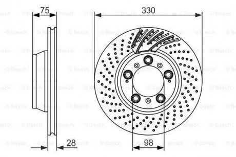 Диск гальмівний PORSCHE 911/Panamera "RL \'\'3.6-4.8 \'\'99-16 BOSCH 0986479581