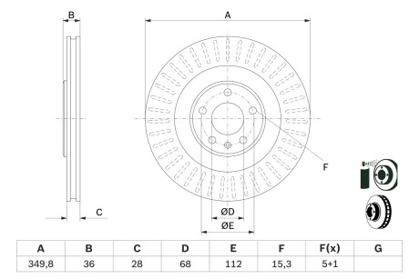 Гальмівний диск AUDI/VW A6/A8/E-Tron/Q7/Q8/Touareg \'\'R \'\'17>> BOSCH 0986479E41