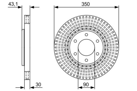 Диск гальмівний NISSAN/INFINITI Armada/Titan/QX56 \'\'F \'\'5,6 \'\'03-10 - кр. 1 шт BOSCH 0986479V51 (фото 1)