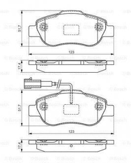 Гальмівні колодки дискові FIAT/CITROEN/PEUGEOT 500/Nemo/Bipper \'\'F "07>> PR2 BOSCH 0986495097 (фото 1)