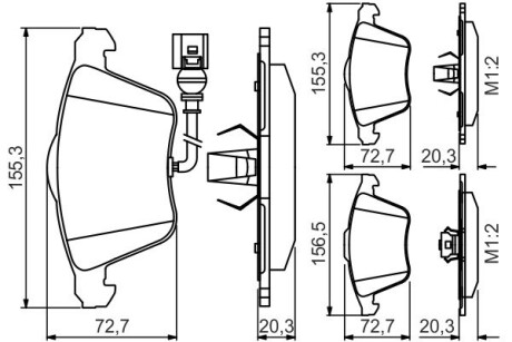 Гальмівні колодки дискові AUDI/VW S3/TT/Leon/Passat/Golf IV/V \'\'F \'\'>>08 PR2 BOSCH 0986495261 (фото 1)