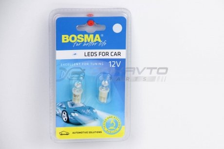 Автолампа T10 LED 12V 1XSTANDARD LED WHITE WIDE VIEWING (2 шт) BOSMA 3608