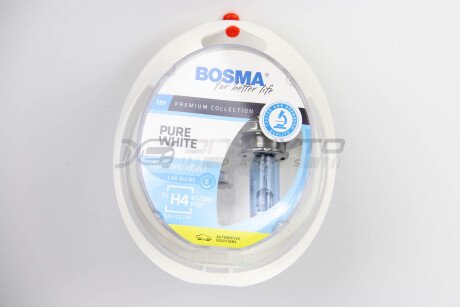 Автолампа H4 PURE WHITE 12V 60/55W P43T Упаковка 2шт BOSMA 8887