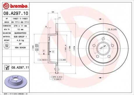 Гальмівний диск BREMBO 08.A297.11