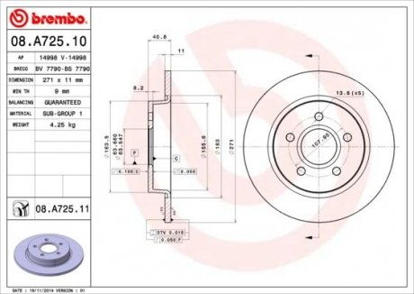 Гальмівний диск BREMBO 08.A725.11