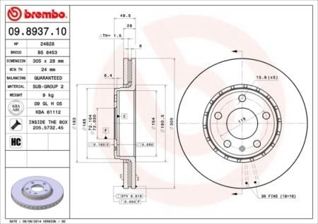 Гальмівний диск BREMBO 09.8937.11