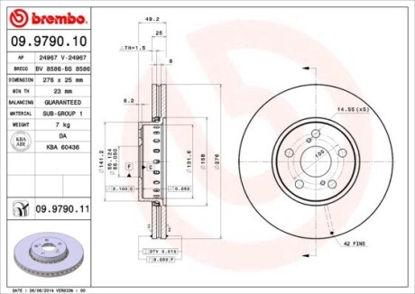 Гальмівний диск BREMBO 09.9790.11 (фото 1)