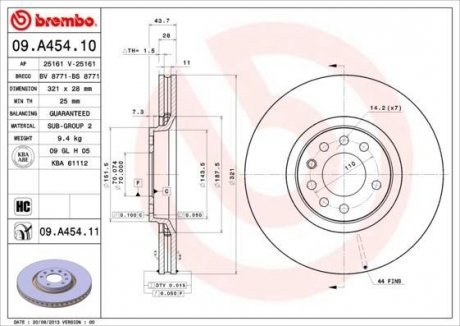 Гальмівний диск BREMBO 09.A454.11