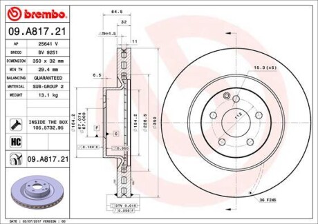 Гальмівний диск BREMBO 09.A817.21