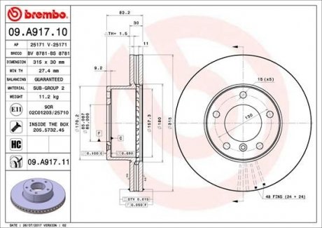 Гальмівний диск BREMBO 09.A917.11