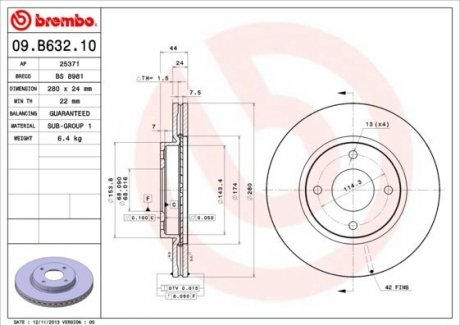 Гальмівний диск BREMBO 09.B632.10