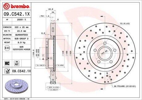 Гальмівний диск BREMBO 09.C542.1X