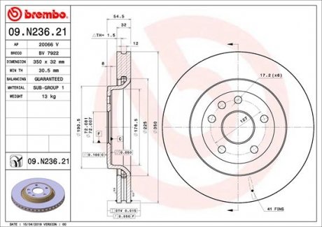 Гальмівний диск BREMBO 09.N236.21