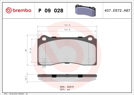 Гальмівні колодки дискові BREMBO P09 028 (фото 1)