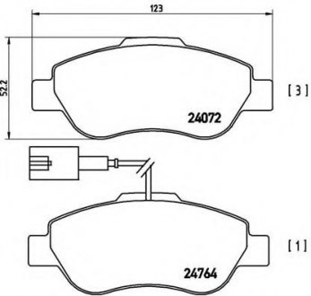 Колодки гальмiвнi переднi Fiat 500 Ford Ka 1.2/1.3D 07.07- BREMBO P23107