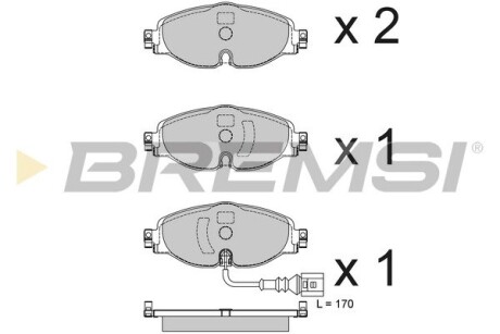 Гальмівні колодки перед. Golf 14-20/Octavia 1.6 TDI 12-17 (TRW) BREMSI BP3782