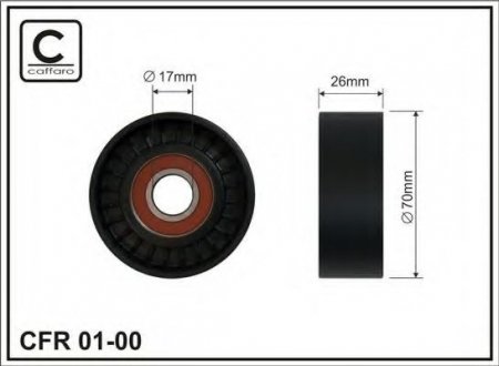 70X17X26 Ролик паска приводного Audi/VW 1.0/1.4/1.6 91- CAFFARO 01-00