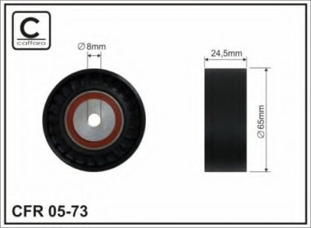 65x8x24,5 plastic Ролик паска приводного VAG 2.5Tdi 97- CAFFARO 05-73 (фото 1)