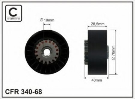 Ролик паска приводного Peugeot 206/Partnet, Citroen XSara/Berlingo 1.4 (70x10x28) CAFFARO 340-68