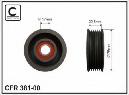 75x17x22,5 Ролик паска приводного Mazda 2/3 1.4, 1.6 03- CAFFARO 381-00