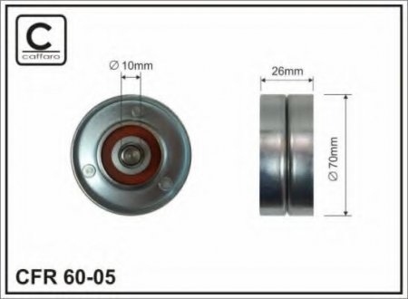 70x10x25 metal Ролик паска приводного Chrysler Voyager 2.5 CRD/Jeep Cherokee 00- CAFFARO 60-05