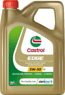 Масло ДВС 5W-30 EDGE C3 API SN/CF, ACEA C3, GM dexos2, 4л, синт. CASTROL 15F7ED