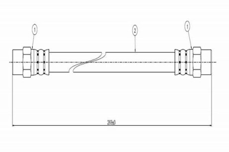 Шланг гальмівний задній Peugeot 206 (98-) (C800 250A) Cavo C800250A