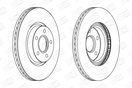 Диск тормозной передний (кратно 2шт.) Ford C-Max, C-Max II (07-19) Focus II (04-13), Kuga I, II (08-) CHAMPION 562363CH