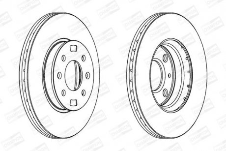 Диск тормозной передний (кратно 2шт.) HYUNDAI ACCENT III Saloon (MC) 05-12, ACCENT IV (RB) 10- CHAMPION 562554CH (фото 1)