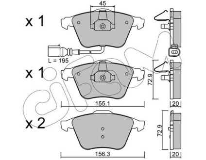 Гальмівні колодки перед. Caddy III/Golf V/Passat B6/Octavia A5 CIFAM 8225494