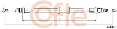 Трос ручного гальма зад. Л/П (1730/1208mm) (коротка база) Renault Master 2010- COFLE 10.6857