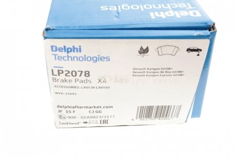 Комплект гальмівних колодок з 4 шт. дисків Delphi LP2078