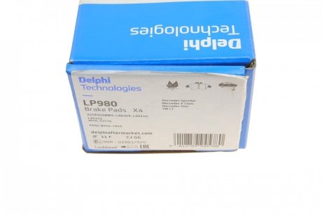 Комплект гальмівних колодок з 4 шт. дисків Delphi LP980 (фото 1)
