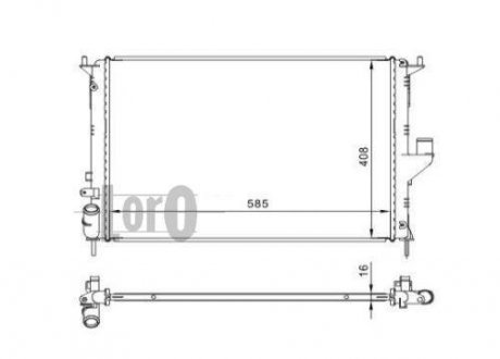 Радіатор води Duster/Logan/Sandero 1.2/1.4/1.5dCi/1.6 05- (585x406x16) DEPO 0100170001